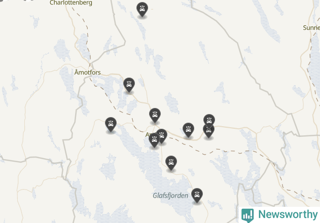 Karta över viltolyckor i Arvika kommun