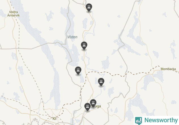 Karta över viltolyckor i Forshaga kommun