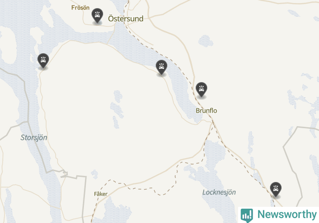 Karta över viltolyckor i Östersunds kommun