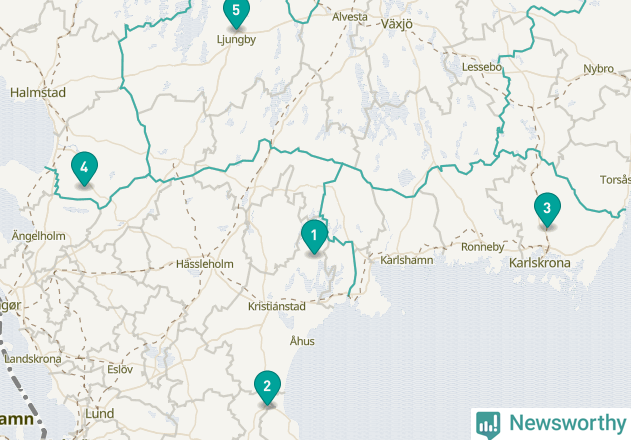 Karta över Sölvesborgs kommun