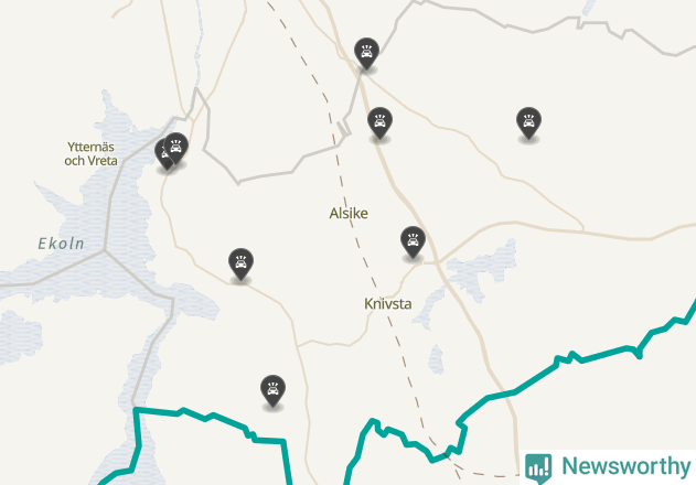 Karta över viltolyckor i Knivsta kommun