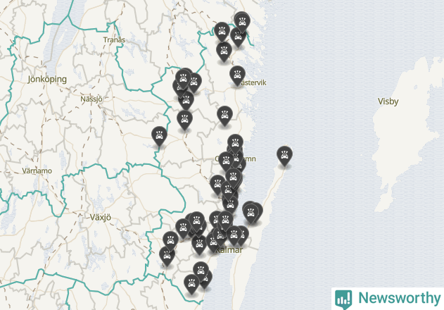 Karta över Kalmar län