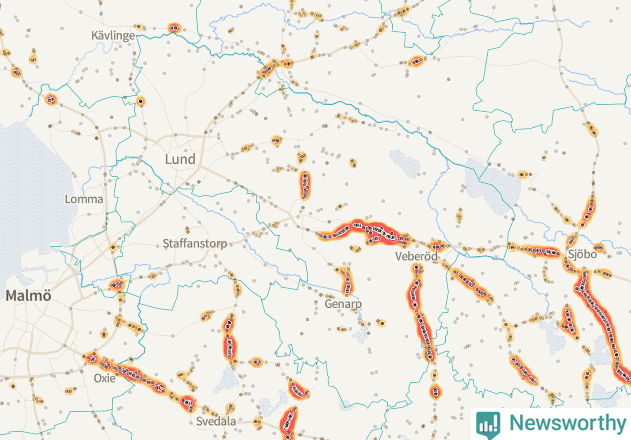 Karta över Lunds kommun