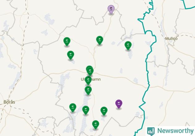 Karta över Ulricehamns kommun