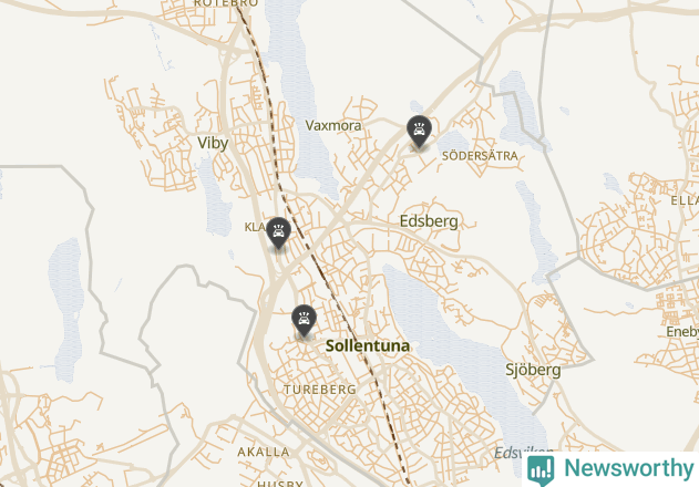 Karta över viltolyckor i Sollentuna kommun