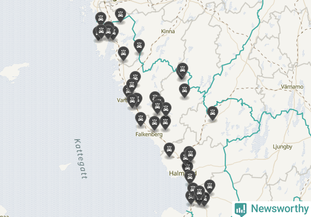 Karta över Hallands län