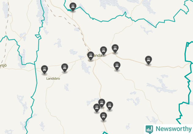 Karta över viltolyckor i Vetlanda kommun
