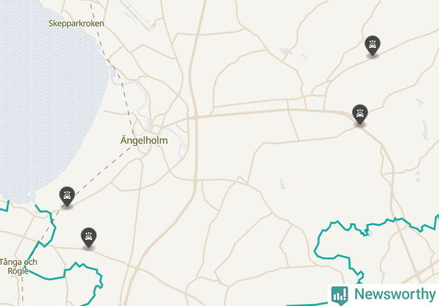 Karta över viltolyckor i Ängelholms kommun