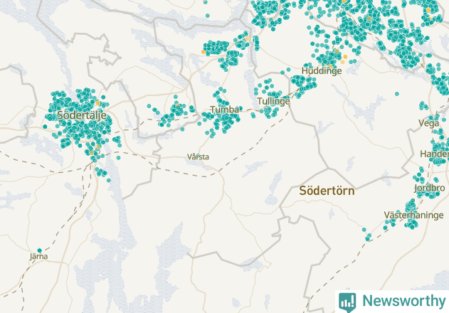 Karta över Botkyrka kommun