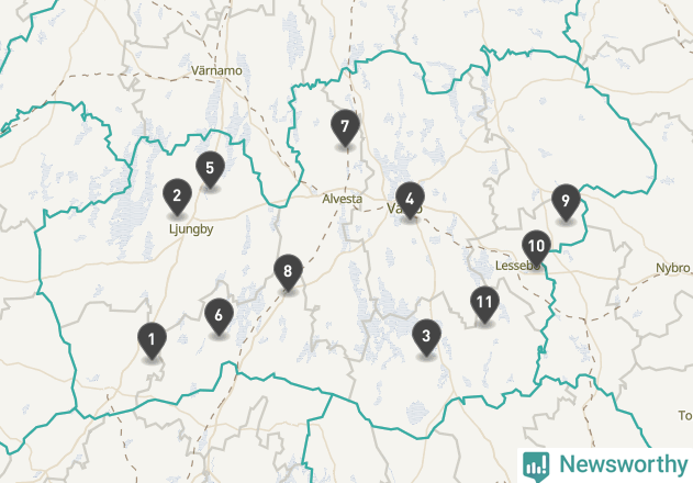 Karta över väderstationer i artikeln