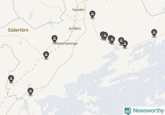 Karta över viltolyckor i Haninge kommun