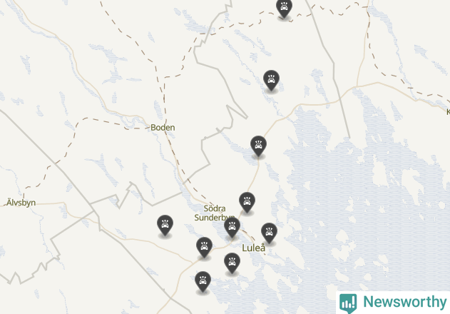 Karta över viltolyckor i Luleå kommun