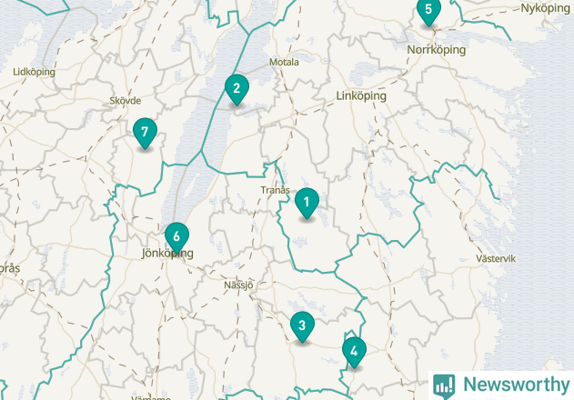 Karta över Kinda kommun