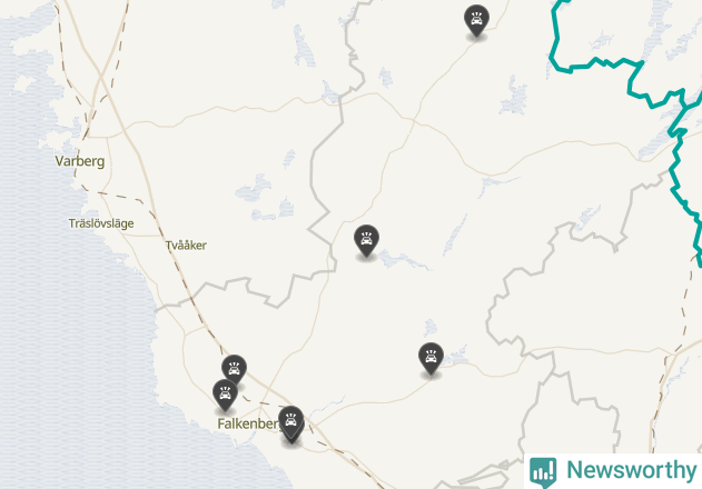 Karta över viltolyckor i Falkenbergs kommun
