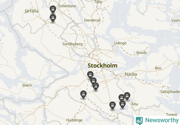 Karta över viltolyckor i Stockholms kommun