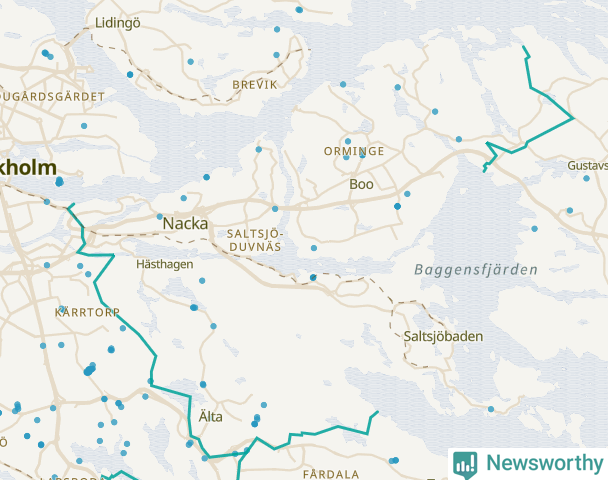 Karta över Nacka kommun