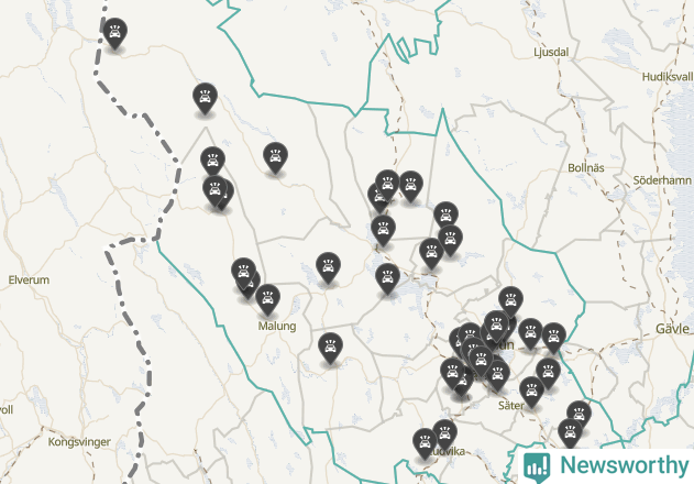 Karta över Dalarnas län