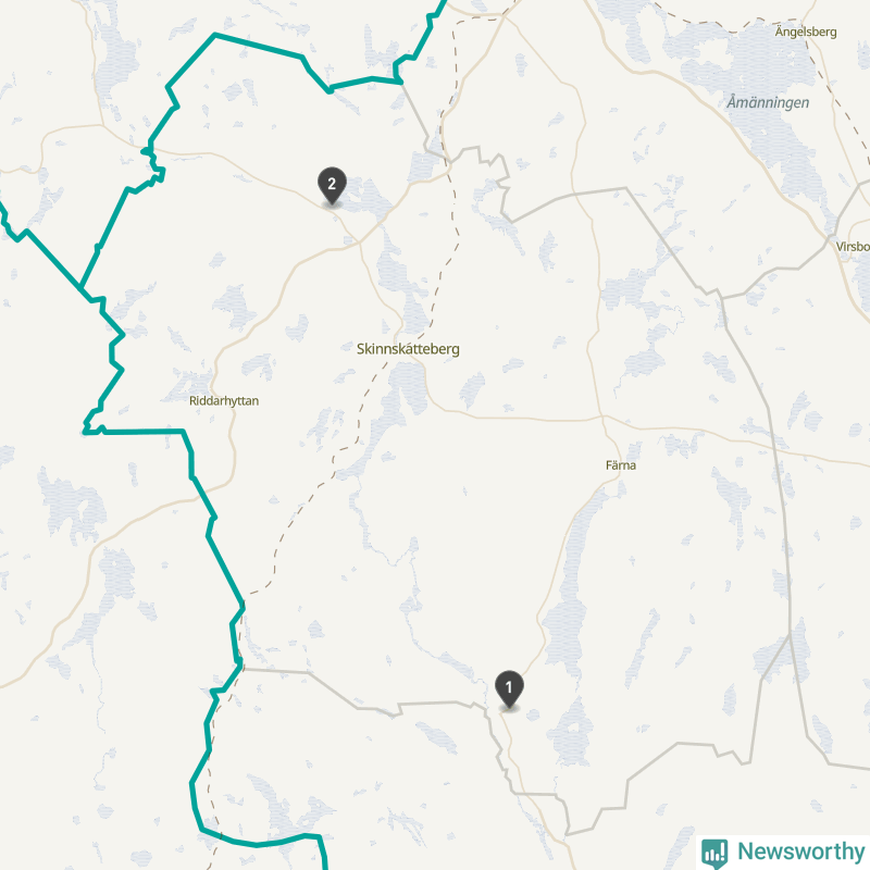 Karta över Skinnskattebergs kommun