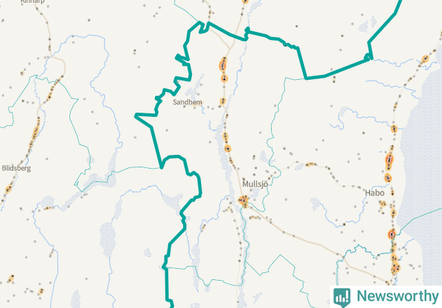 Karta över Mullsjö kommun