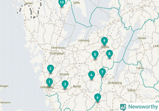 Karta över Lerums kommun
