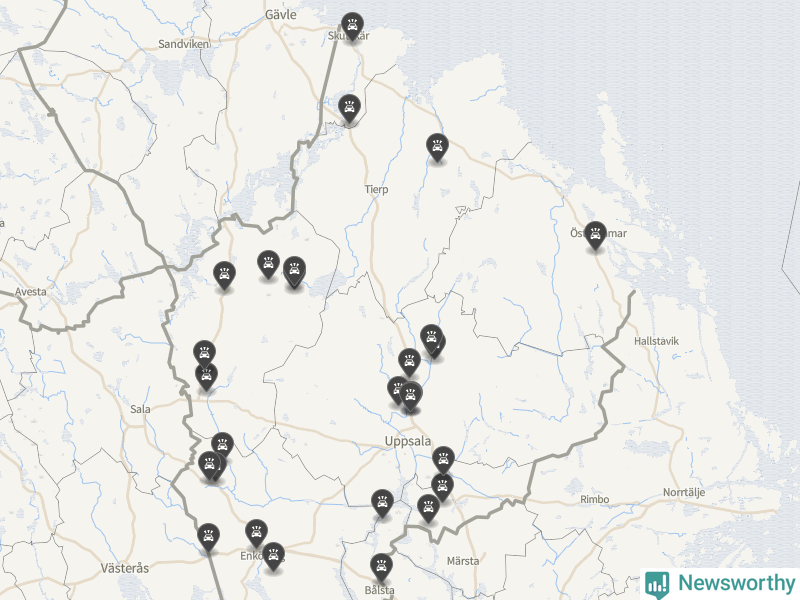 Karta över Uppsala län