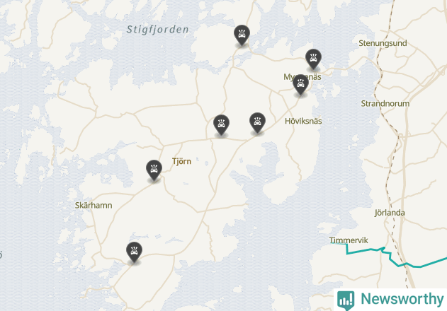 Karta över viltolyckor i Tjörns kommun
