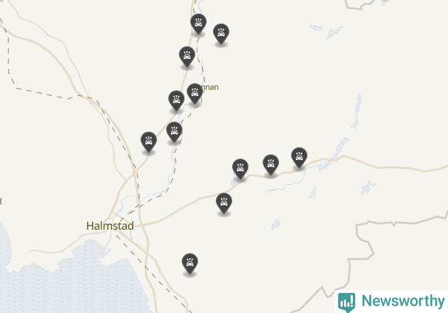 Karta över viltolyckor i Halmstads kommun
