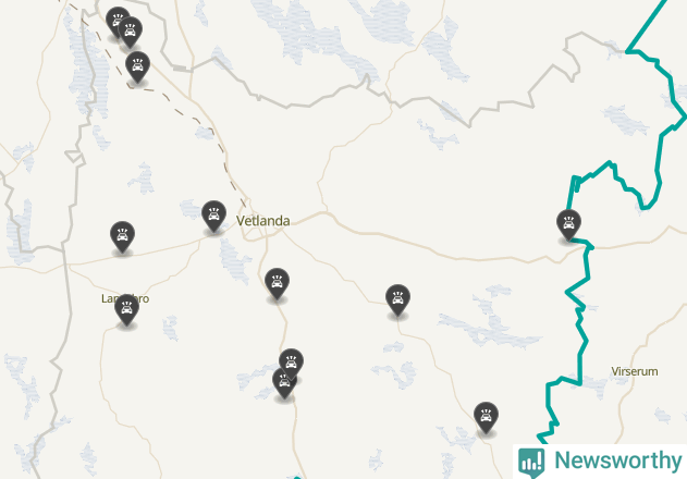 Karta över viltolyckor i Vetlanda kommun