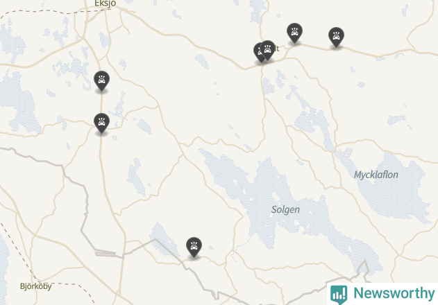 Karta över viltolyckor i Eksjö kommun