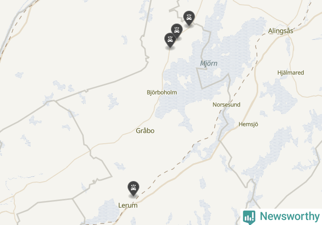 Karta över viltolyckor i Lerums kommun