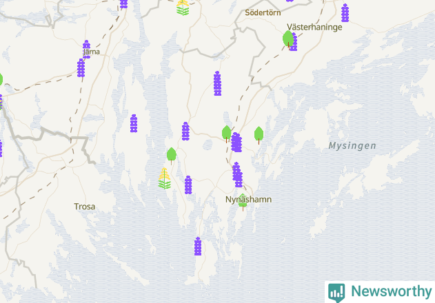 Karta över Nynäshamns kommun