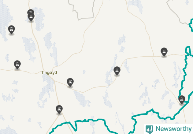 Karta över viltolyckor i Tingsryds kommun