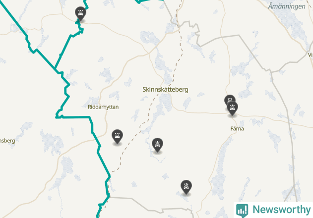 Karta över viltolyckor i Skinnskattebergs kommun