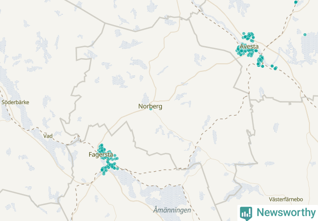 Karta över Norbergs kommun