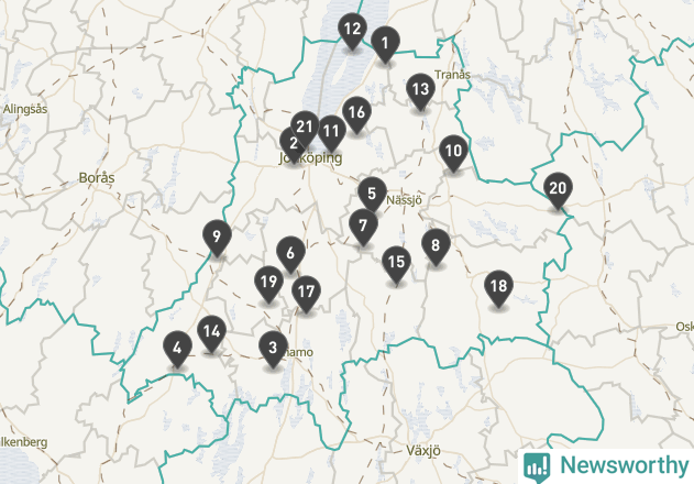 Karta över väderstationer i artikeln