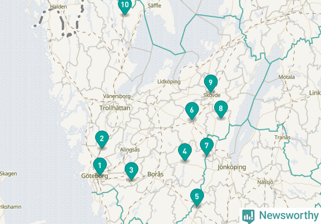 Karta över Partille kommun