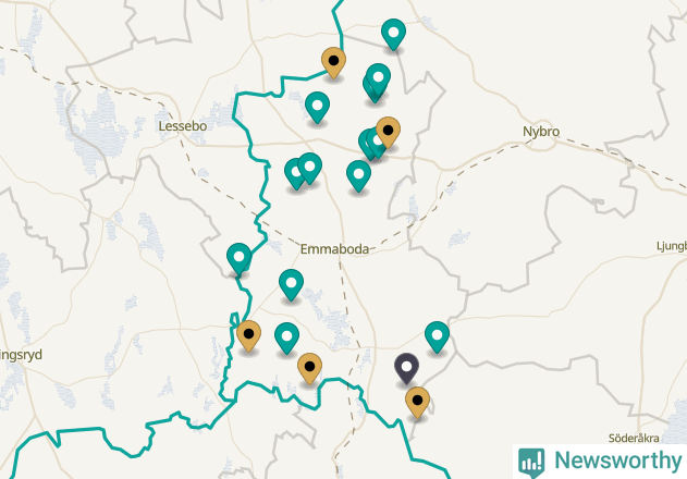 Karta över Emmaboda kommun