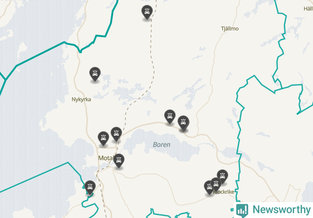 Karta över viltolyckor i Motala kommun