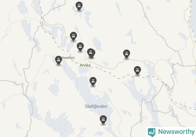 Karta över viltolyckor i Arvika kommun
