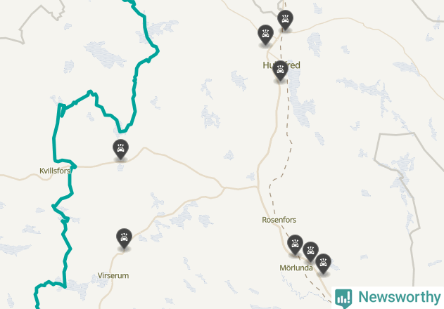 Karta över viltolyckor i Hultsfreds kommun