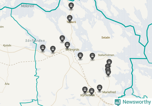 Karta över viltolyckor i Strängnäs kommun