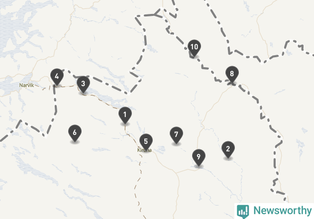 Karta över väderstationer i artikeln