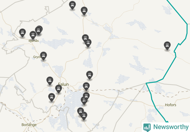 Karta över viltolyckor i Falu kommun