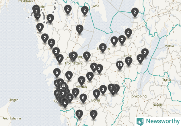 Karta över Västra Götalands län