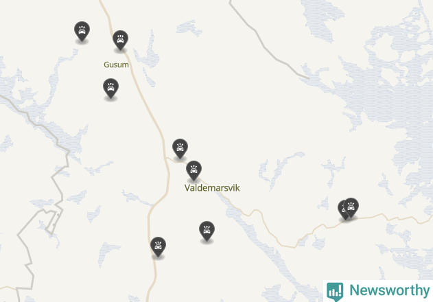 Karta över viltolyckor i Valdemarsviks kommun