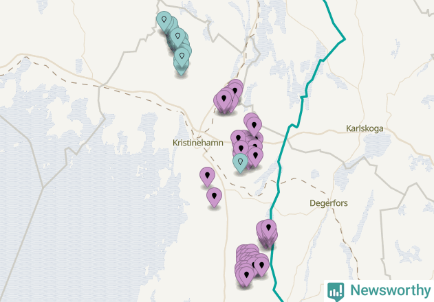 Karta över vindkraftverk i Kristinehamns kommun