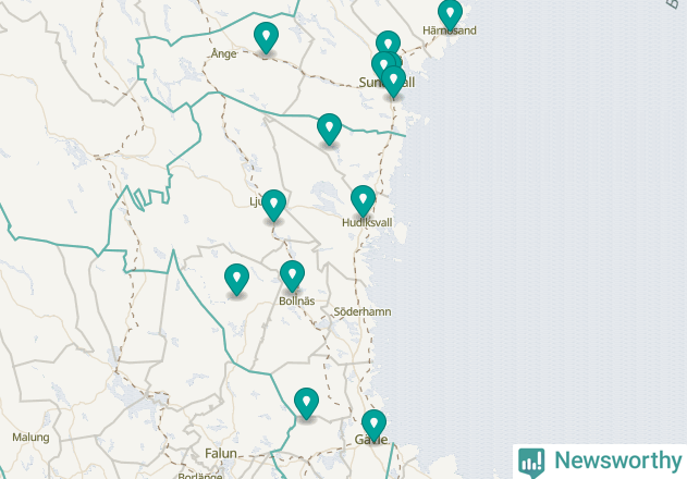 Karta över Nordanstigs kommun