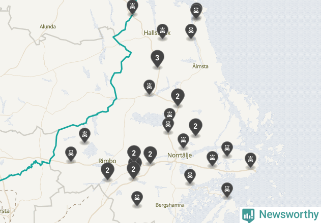 Karta över viltolyckor i Norrtälje kommun