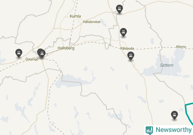 Karta över viltolyckor i Hallsbergs kommun