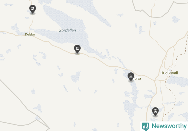 Karta över viltolyckor i Hudiksvalls kommun